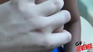 Girl has sex at home right in the toilet bowl