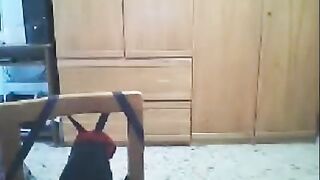 A hot woman has sex in front of her webcam while her husband is at home