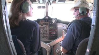 Stewardess with big tits gets her pussy railed on board