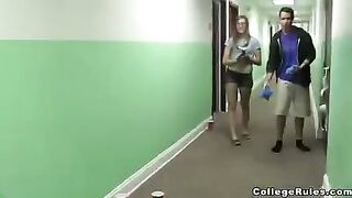 A young girl is locked in the room with a guy