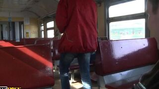A hot girl was picked up on the train and fucked by boys