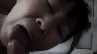 The Chinese woman practices her blowjob skills on him