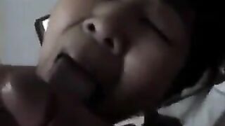 The Chinese woman practices her blowjob skills on him