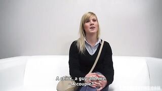 Blonde beauty fucks like a whore at a porn casting