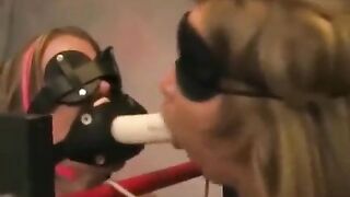 Lesbian bondage with playful slapping and tickling entertainment