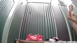 A girl took shower and found a hidden camera there