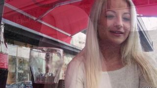 A sexy blonde girl with big natural boobs gets fucked by a young man in an intense scene