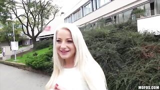 A sexy blonde girl with big natural boobs gets fucked by a young man in an intense scene