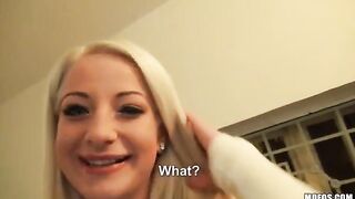 A sexy blonde girl with big natural boobs gets fucked by a young man in an intense scene