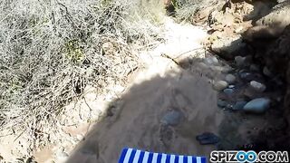 Girl with big natural boobs has sex in nature
