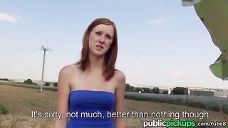 A red-haired girl has sex with her guy in the hay, it was amazing!
