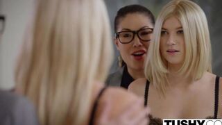 Blondie in stockings gets her asshole railed deep and hard