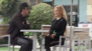 A blonde beauty got into the car and was fucked there