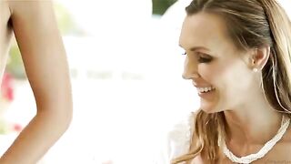 Three girlfriends chatted hotly and had great sex