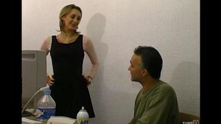 An elderly brother fucks his younger sister in the vagina