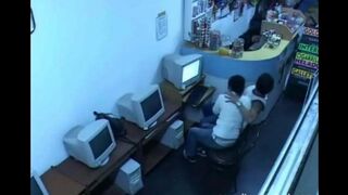 A girl masturbating on webcam in the internet cafe