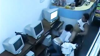 A girl masturbating on webcam in the internet cafe