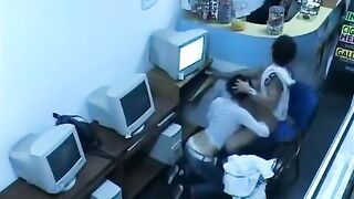 A girl masturbating on webcam in the internet cafe