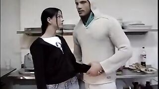 The man did not let the girl in the kitchen