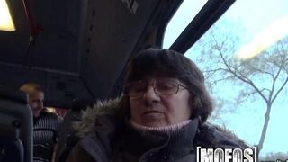 A random guy fucked in anal on the bus girl, who did not mind the audience