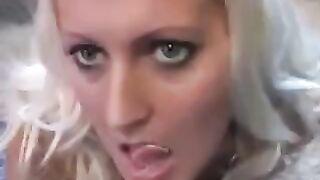 A whims woman tastes the sperm from a spoon