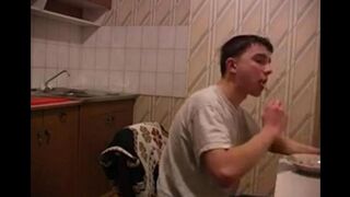 The mother, suffering from cancer, was fucked by her son in the kitchen