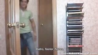 A young man shoots sex with his amateur girlfriend