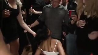 A woman with experience likes to feel the pressure of several men at once