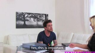 Girl passionately fucked on the couch at casting