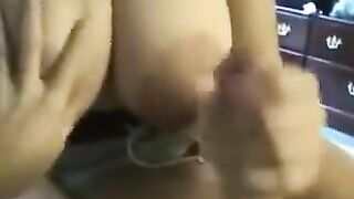 A fat woman swallows all the sperm without any leftovers