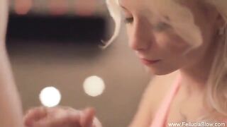 Blonde beauty delivers an unforgettable blowjob session