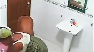 Girls just did not know about the camera in the bathroom