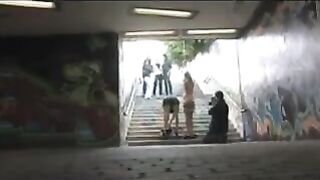 A woman got diluted and roughly fucked in a public place