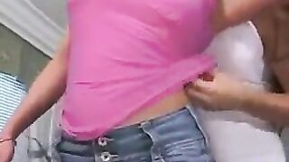 A girl with a nice pussy piercing does not give comfort to her girlfriend