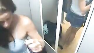 A guy peeps at his naked stepsister with a hidden camera