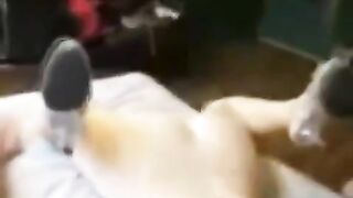 A sexual man grabbed the girl and put her on the bed