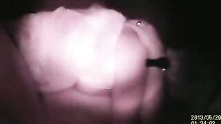 The guy saw a hole in the wall and had sex with the girl