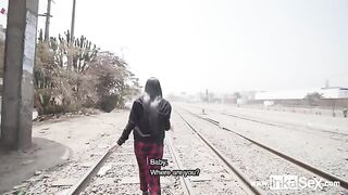Peruvian guy fucked skinny Venezuelan babe near the train line in a steamy encounter