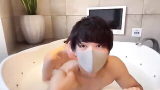 Japanese guy’s slippery handjob with lotion ends with a massive creampie