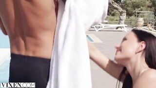 Two besties chipping in on a rich guy’s cock, Vixen style