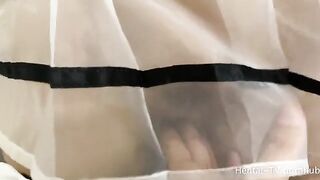 Schoolgirl Cosplay FootJob with Japanese charm