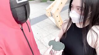 A hot Chinese girl plays a squid game with her boyfriend