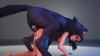 A hot chick is fucking with a werewolf in this hot 3D porn