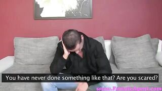 Girl forced the guy to make a blowjob at casting