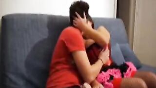 The man shooting his big sister getting fucked on the couch
