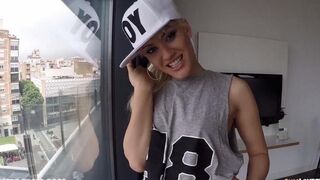 The blond girl got a hard cock in her ass on the road