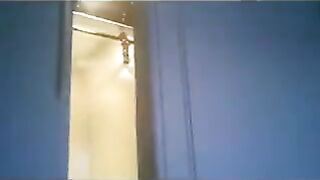 The wife ran in a thong around the apartment with the military