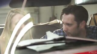 The couple has passionate sex right in a red convertible, captured in stunning 60fps
