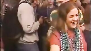 Mardi Gras themed holiday boobs action