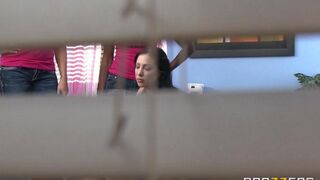 A couple has fun straight in the college dormitory